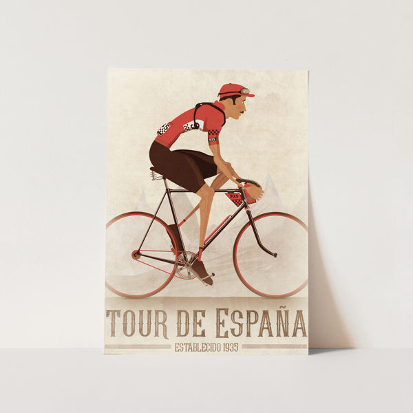 Vintage La Vuelta Cyclist On Bike PFY Art Print