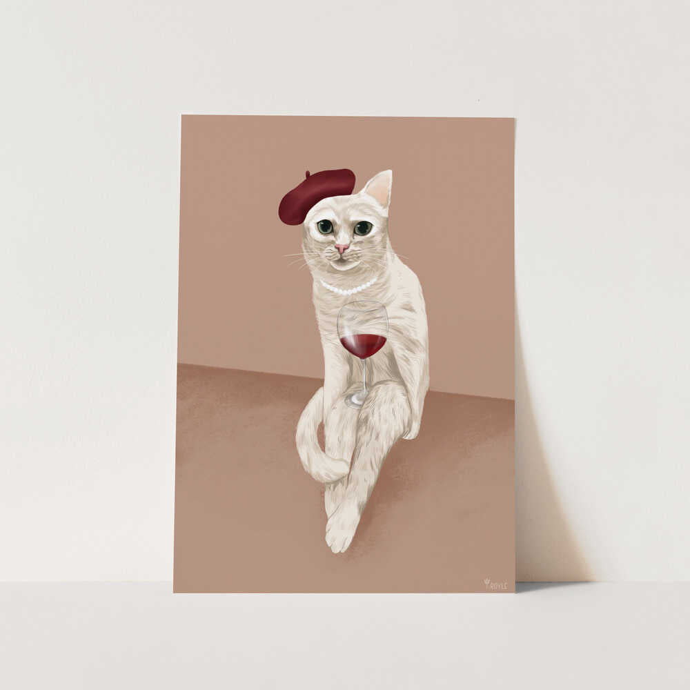 Classy Wine Cat PFY Art Print