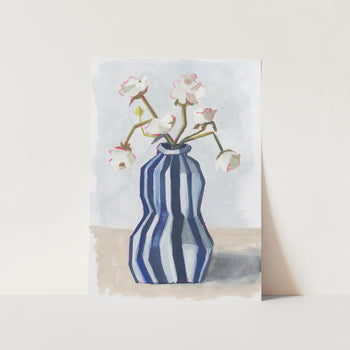 Flowers in a Striped Vase II PFY Art Print