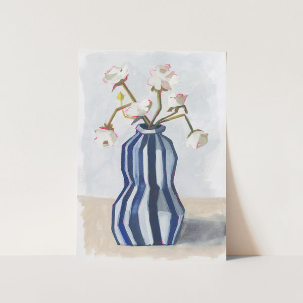Flowers in a Striped Vase II PFY Art Print