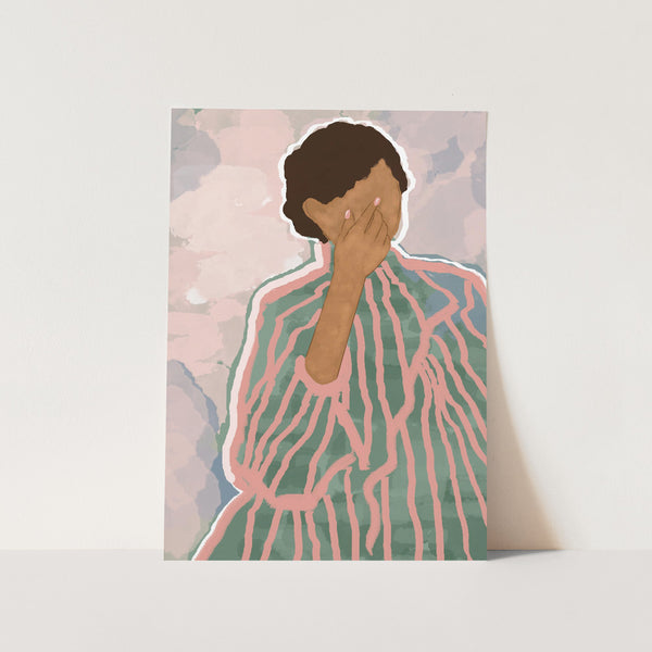 Pink Striped Woman PFY Art Print