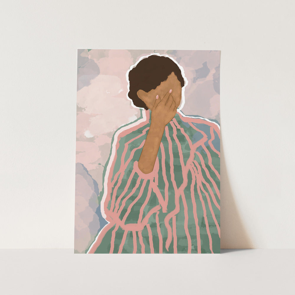 Pink Striped Woman PFY Art Print