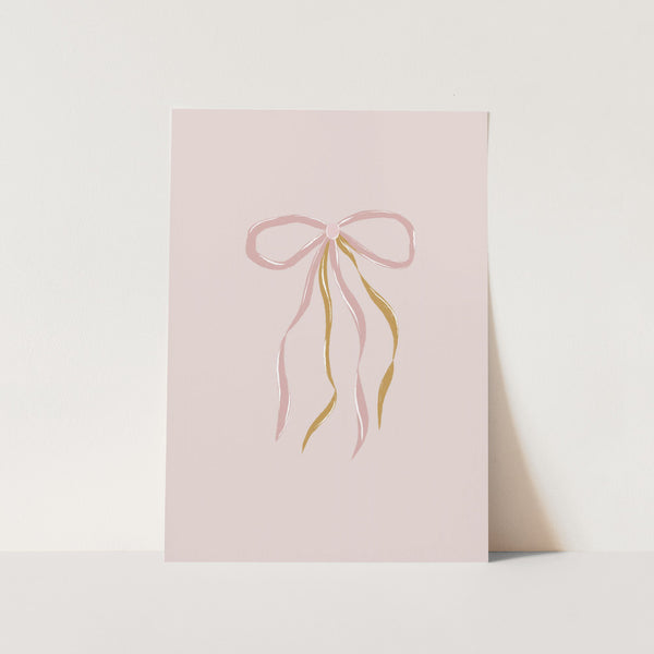 Delicate Pink and Golden Bow PFY Art Print