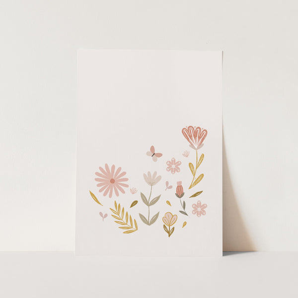 Pink and Golden Wildflowers PFY Art Print