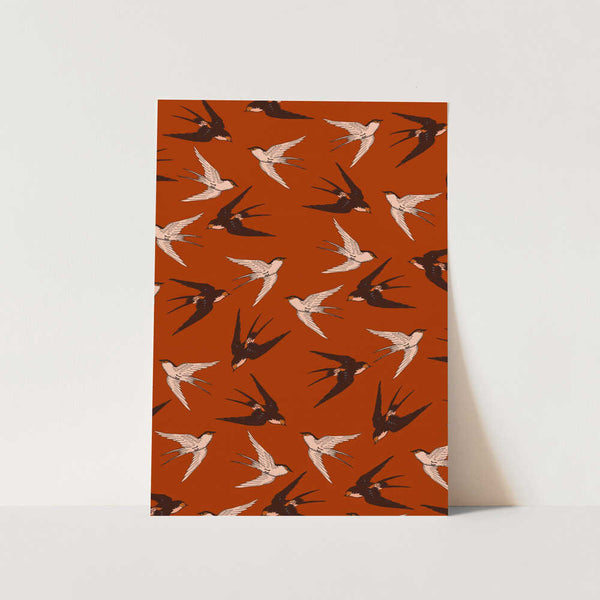 Flying Swallows Pattern PFY Art Print
