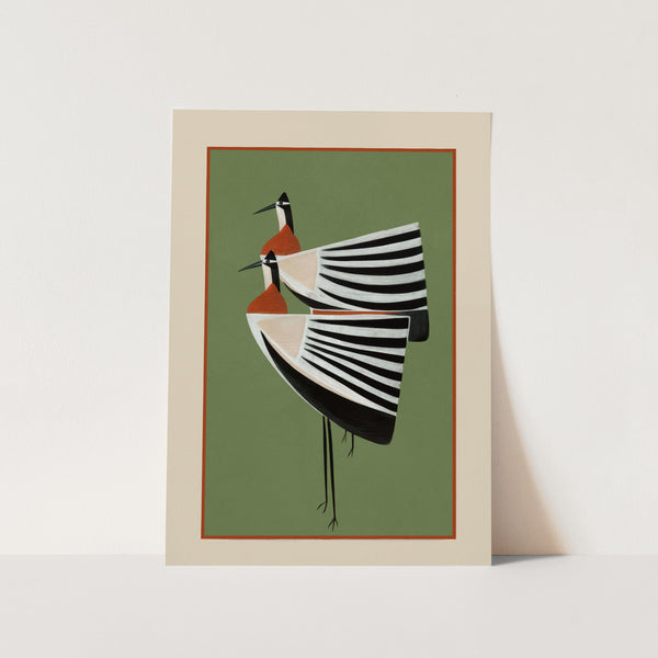 Striped Bird Pair PFY Art Print