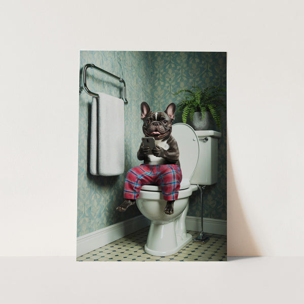 Bathroom French Bulldog PFY Art Print