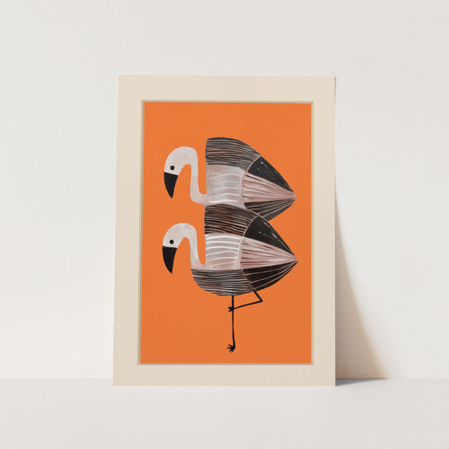Tangerine Flamingos PFY Art Print