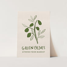 Load image into Gallery viewer, Green Olives Athens Food Market Greece Poster PFY Art Print