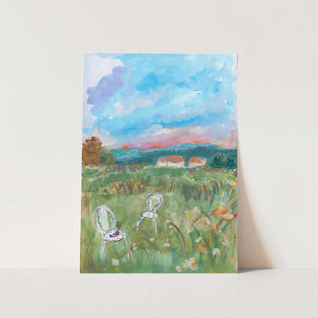 Watercolor Deep Pink Sunset PFY Art Print