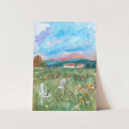 Watercolor Deep Pink Sunset PFY Art Print