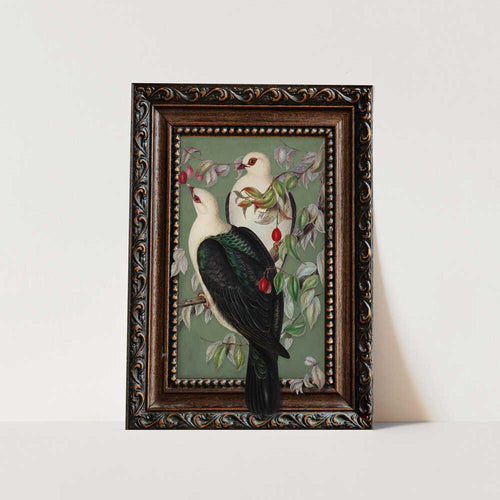 White Doves Berry Branch PFY Art Print