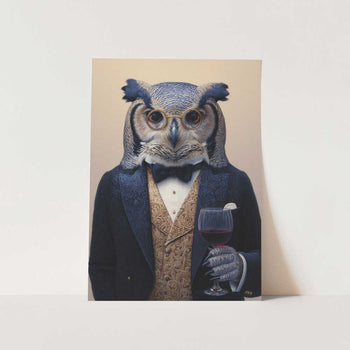 Owl In Midnight Blue Tuxedo PFY Art Print