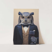Load image into Gallery viewer, Owl In Midnight Blue Tuxedo PFY Art Print