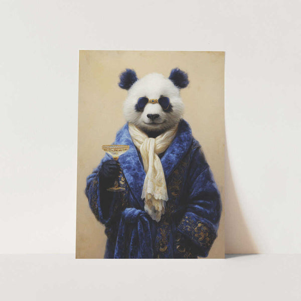 Panda In Blue Velvet Robe PFY Art Print