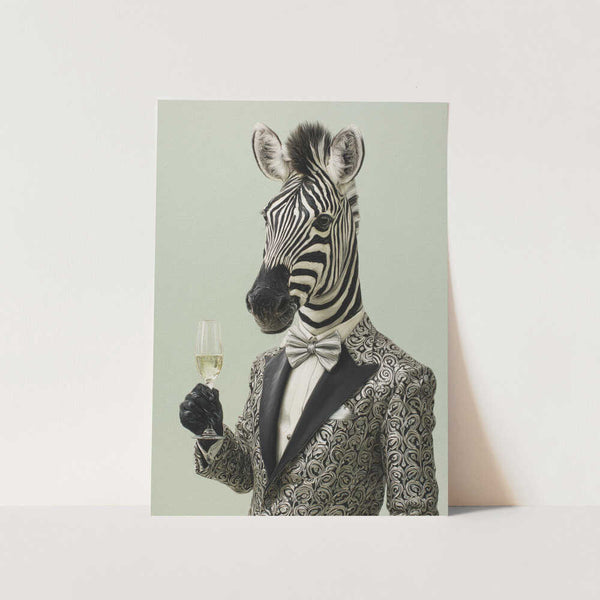 Zebra In Tuxedo Jacket PFY Art Print