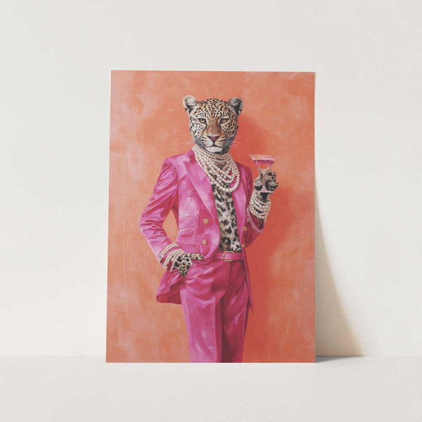 Leopard Dressed In Pink Satin Suit PFY Art Print