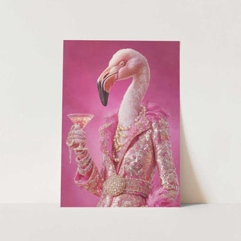 Flamingo In a Disco Jumpsuit PFY Art Print