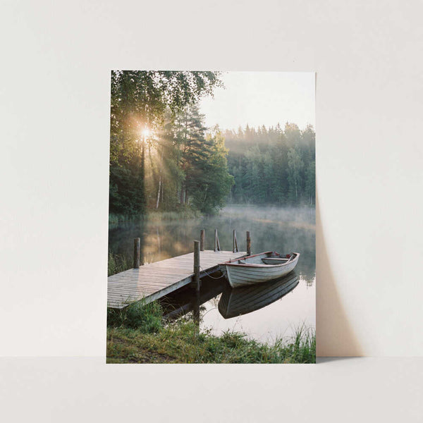 A Rowboat By the Lake Dock PFY Art Print