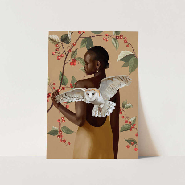 Graceful Woman Barn Owl PFY Art Print