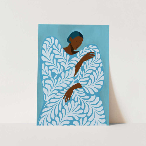 Serene Woman Blue Pattern PFY Art Print