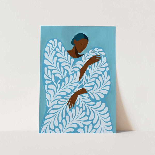 Serene Woman Blue Pattern PFY Art Print