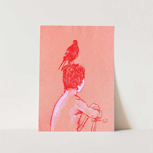 Quiet Boy and Bird PFY Art Print