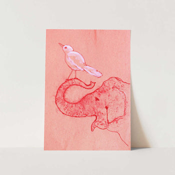 Whimsical Elephant and Bird PFY Art Print