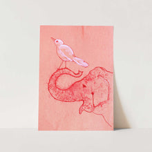 Load image into Gallery viewer, Whimsical Elephant and Bird PFY Art Print