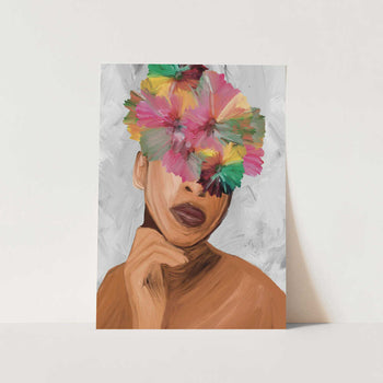 Floral Woman Portrait PFY Art Print