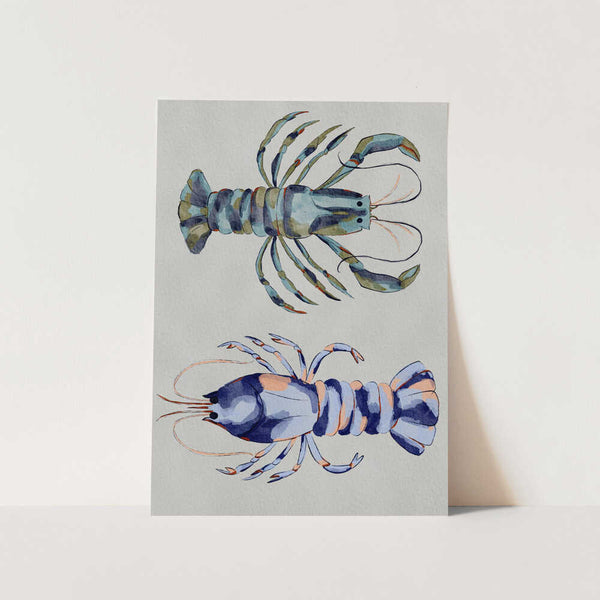 Blue Lobsters Watercolor PFY Art Print