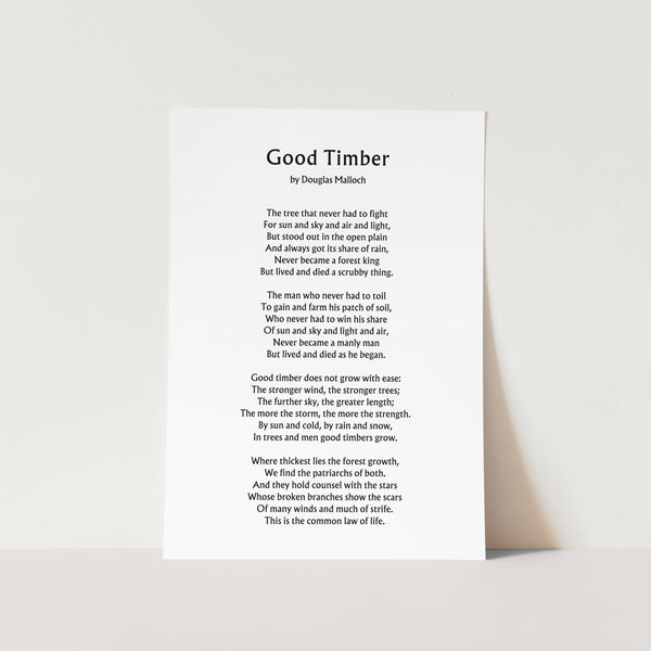 Good Timber by Douglas Malloch Poem Art Print