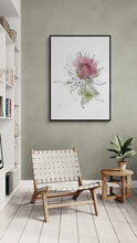 Load image into Gallery viewer, Line Art &amp; Watercolour King Protea #2 Art Print