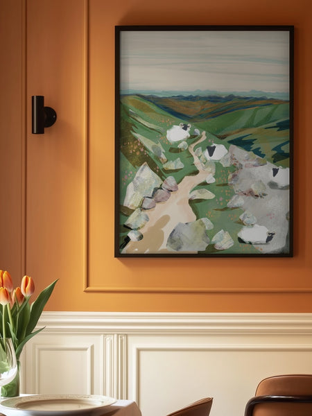 Peaceful Hillside Sheep PFY Art Print