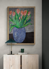 Load image into Gallery viewer, Tulips in Blue Vase Art Print