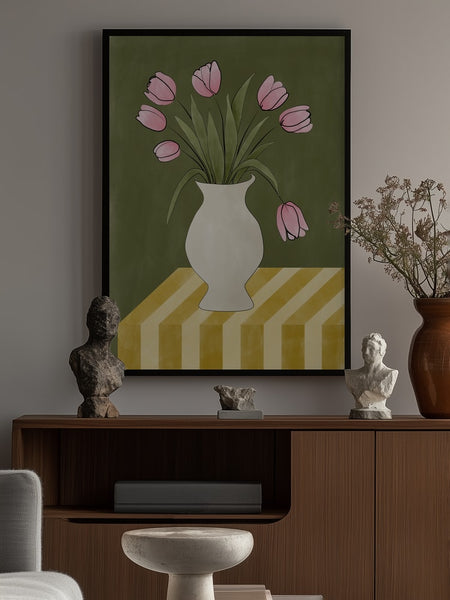 Pink Tulips Still Life PFY Art Print