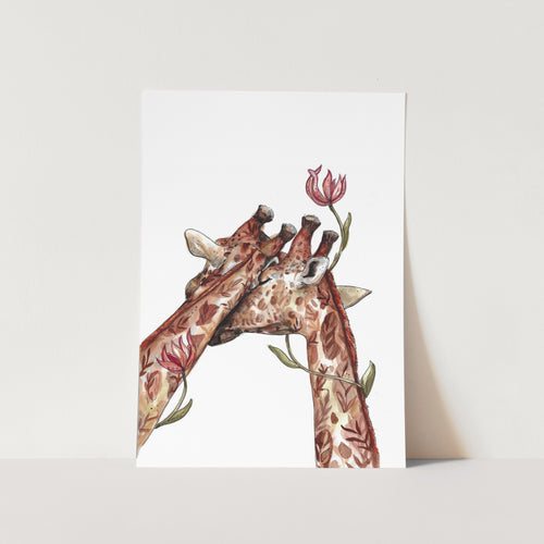 Valentines Day Giraffe Art Print