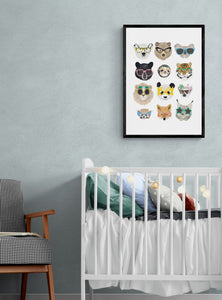 Wild Animals In Glasses PFY Art Print