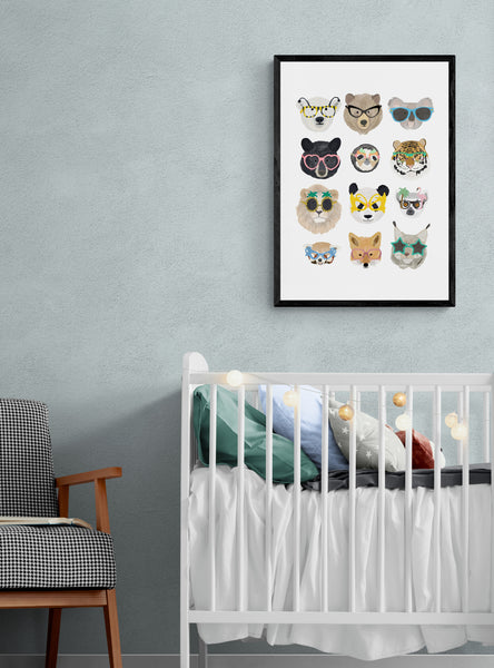 Wild Animals In Glasses PFY Art Print