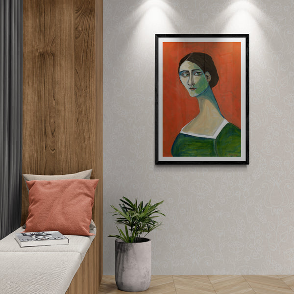 Woman in Green Dress PFY Art Print