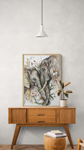 Elephants Blooming by Mareli Art Print