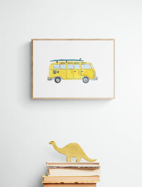 Yellow VW Art Print