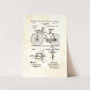 1892 Bicycle Patent Art Print