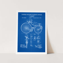 Load image into Gallery viewer, Velocipede 1889 Bicycle Patent Art Print
