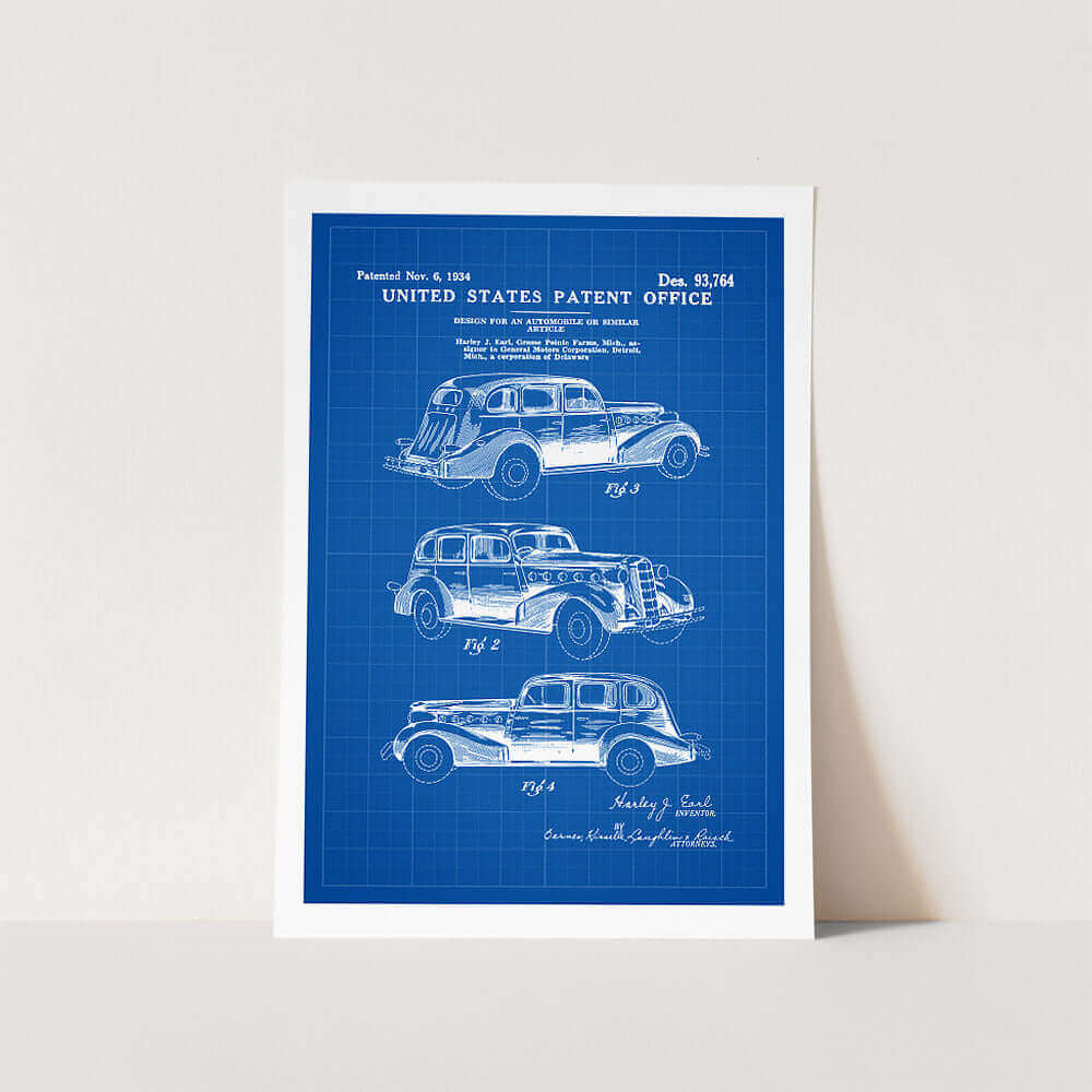 1934 Lasalle Automobile Patent Art Print