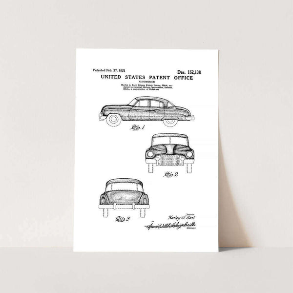 1951 General Motors Automobile Patent Art Print