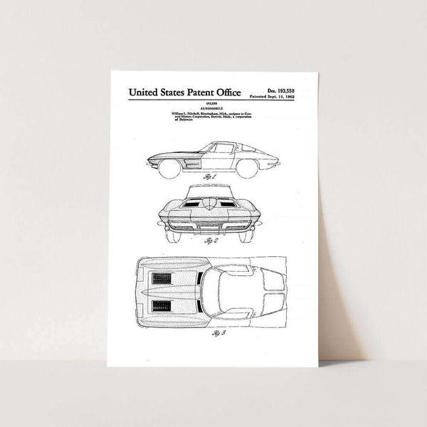 1963 Corvette Stingray Patent Art Print