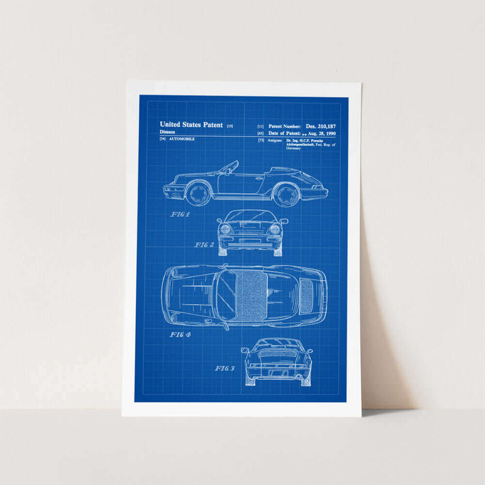 1990 Porsche 911 Convertible Patent Art Print