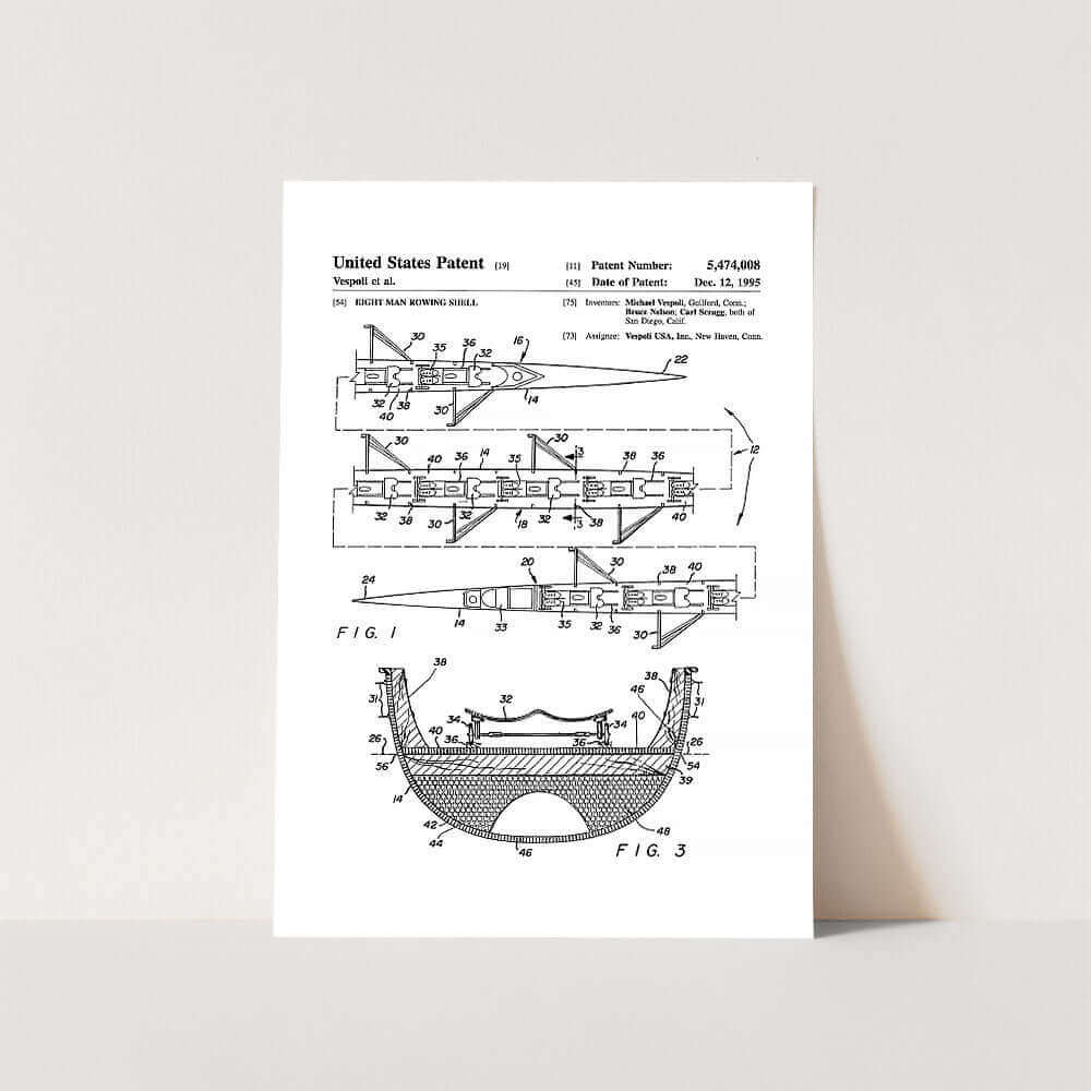 8 Man Rowing Shell Patent Art Print