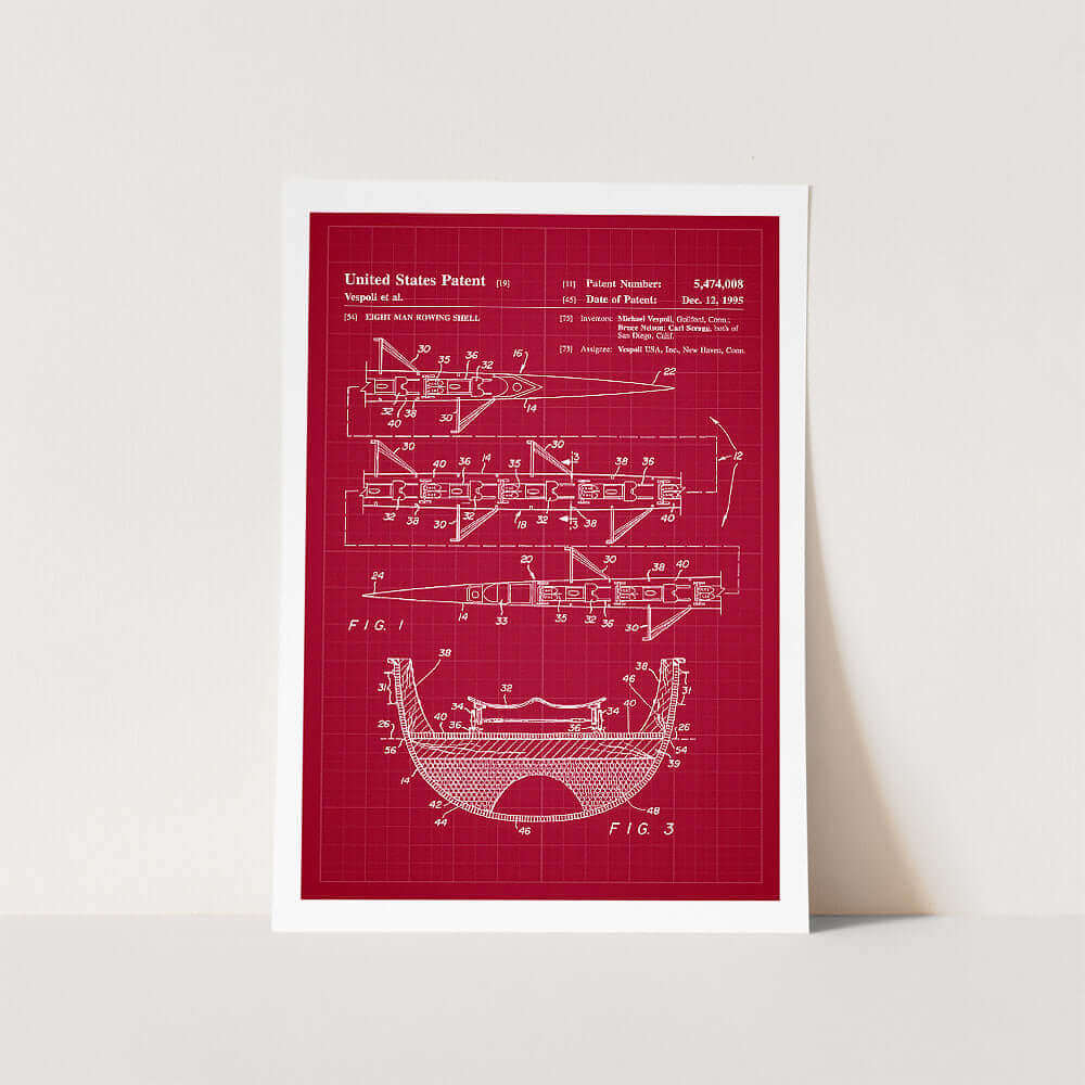 8 Man Rowing Shell Width 8 Man Rowing Shell Patent Art Print